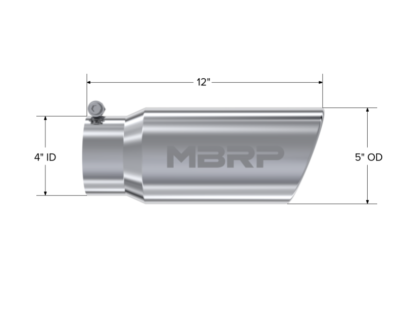 MBRP Universal Tip 5 O.D. Angled Rolled End 4 inlet 12 length-SR1 Performance