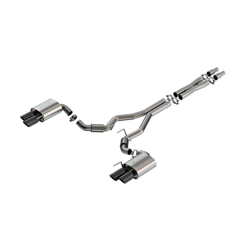 Borla 2024 Ford Mustang GT 5.0L V8 3 in ATAK Catback Non-Active Exhaust- Black Chrome Quad Tip