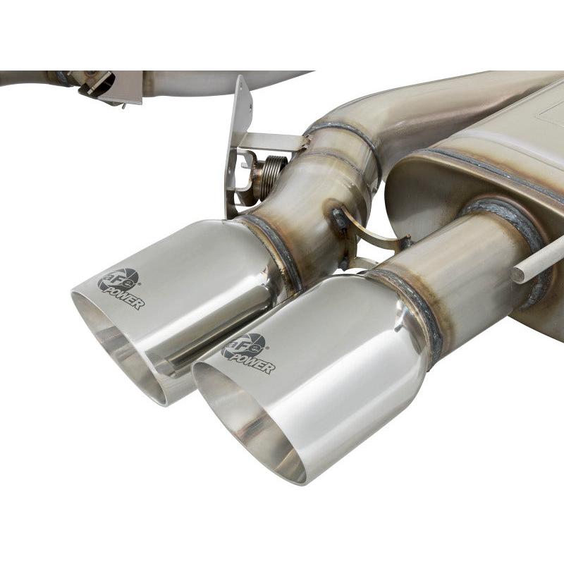 aFe MACHForce XP 3in 304 SS Cat-Back Dual Mode Exhaust w/ Polished Tips 16-17 Cadillac ATS-V V6-3.6L