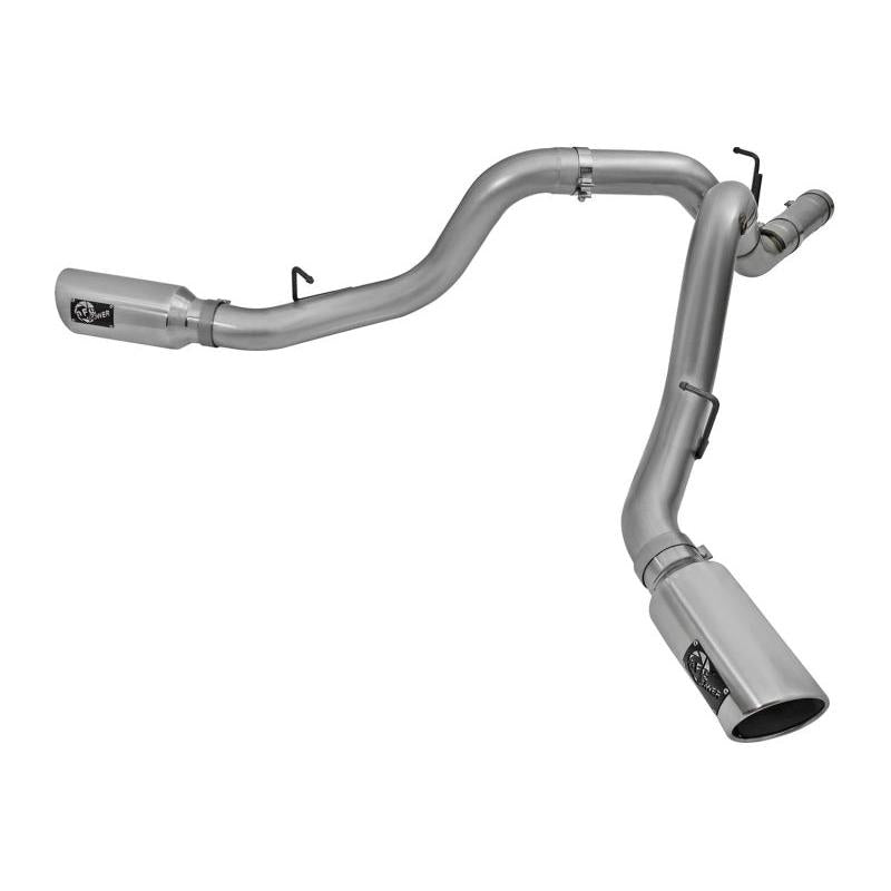 aFe LARGE Bore HD 4in Dual DPF-Back SS Exhaust w/Polished Tip 16-17 GM Diesel Truck V8-6.6L (td) LML