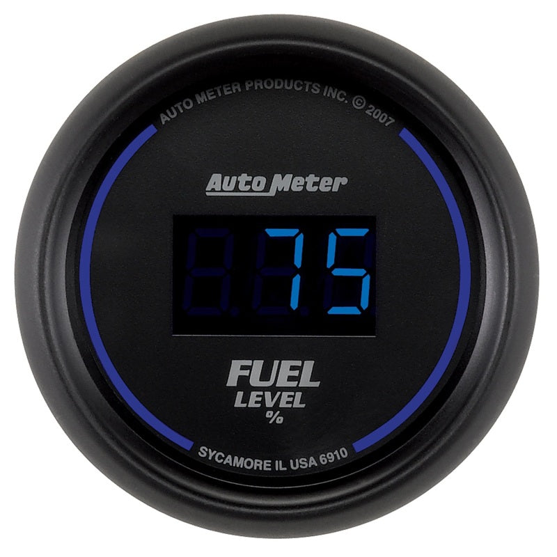 Autometer Cobalt Digital 52.4mm Black Programmable Empty-Full Range Fuel Level Gauge-SR1 Performance