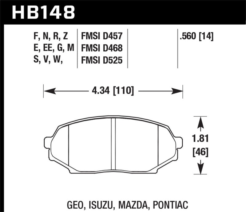 Hawk 89-93 Miata HPS Street Front Brake Pads (D525)-SR1 Performance