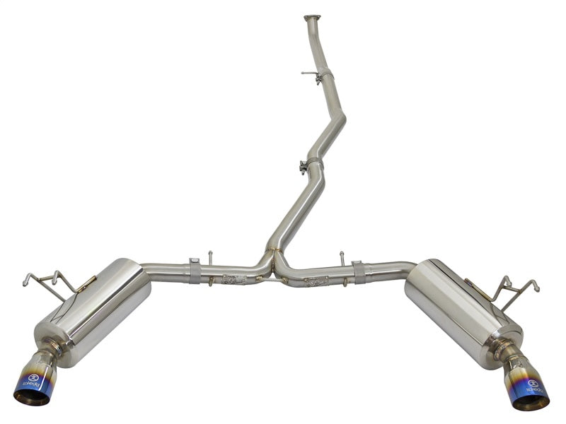aFe POWER Takeda 16-17 Honda Civic I4-1.5L (t) 2.5-2.25in 304 SS CB Dual-Exit Exhaust Blue Tips-SR1 Performance