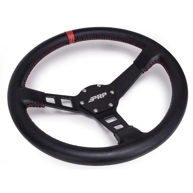 PRP Deep Dish Leather Steering Wheel- Red