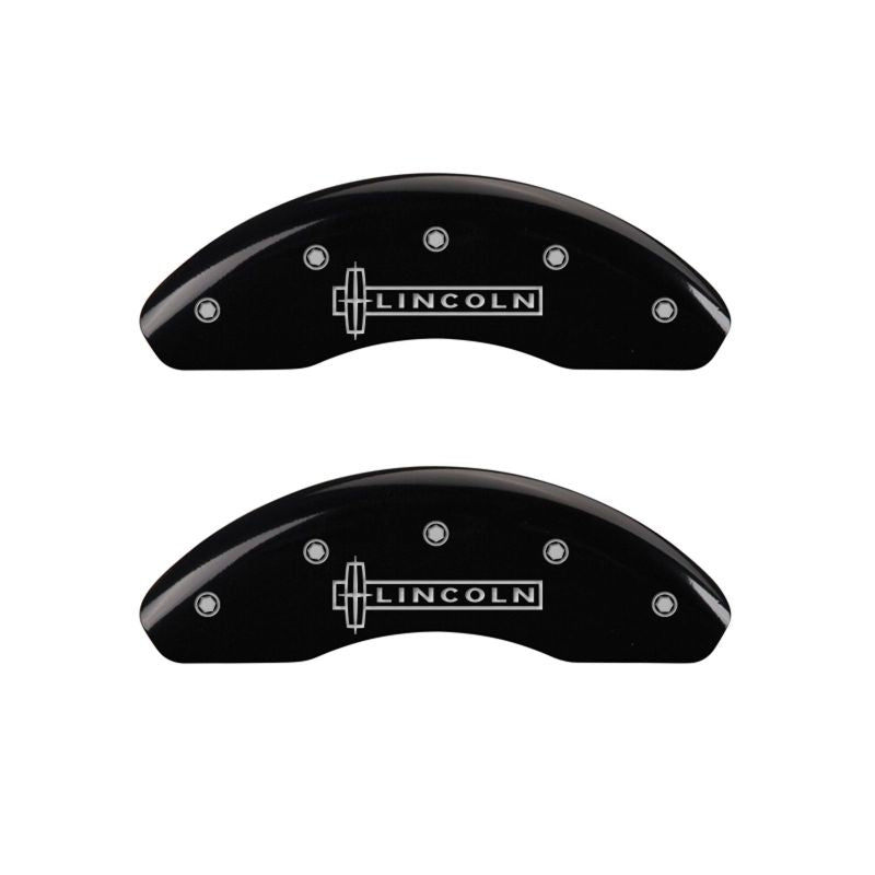 MGP Aluminum Caliper Covers for Lincoln MKZ and Zephyr * Black Finish with Silver Engraving (Part #36008SLCZBK)