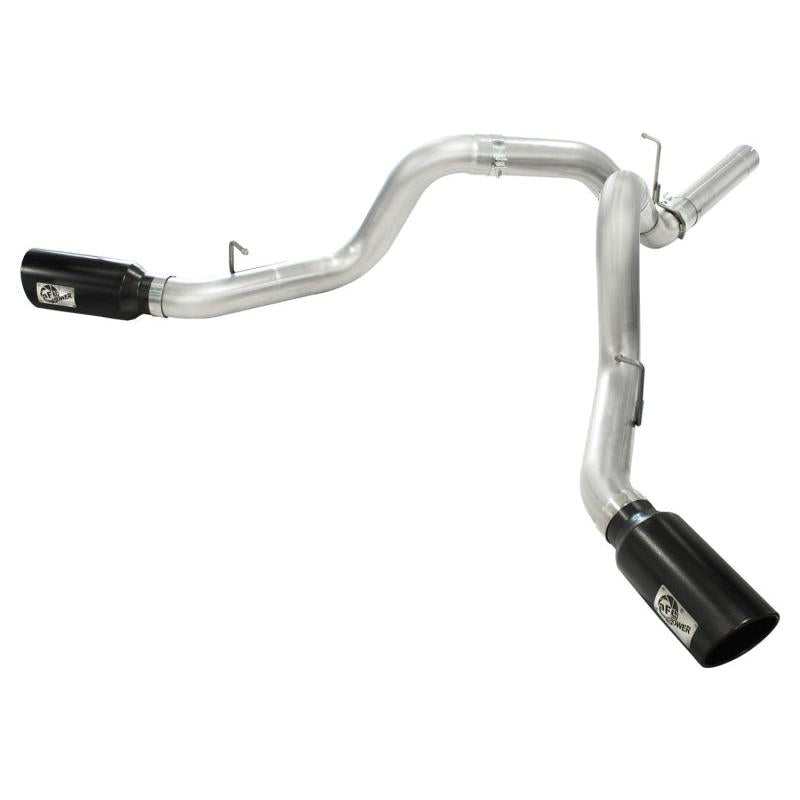 aFe MACHForce XP Exhaust Aluminized Dual Split DPF Back 11-15 GM Diesel Truck V8-6.6L (td) (BLK tip)-SR1 Performance