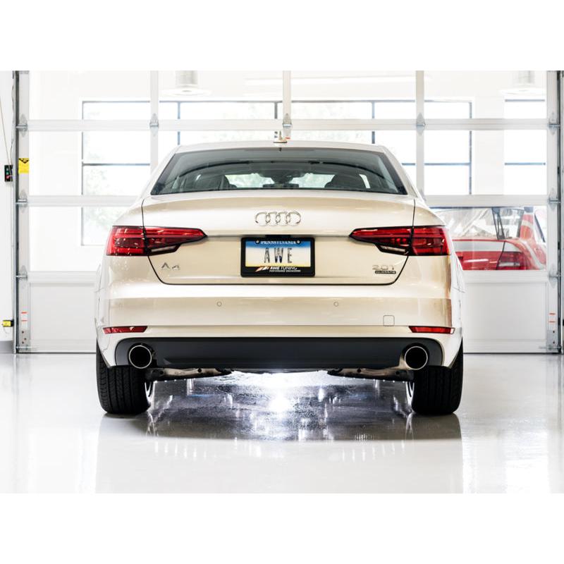 AWE Tuning Audi B9 A4 Touring Edition Exhaust Dual Outlet - Chrome Silver Tips (Includes DP)-SR1 Performance