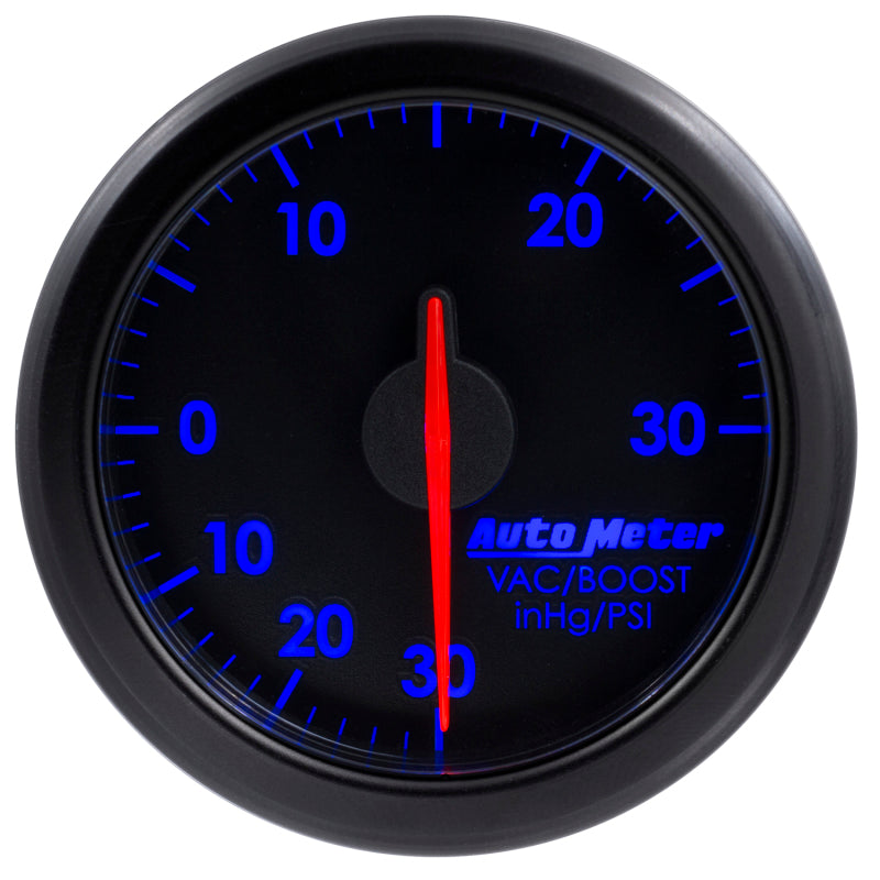 Autometer Airdrive 2-1/6in Boost/Vac Gauge 30in HG/30 PSI - Black-SR1 Performance