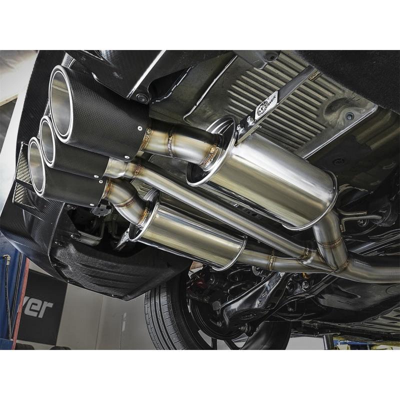 aFe POWER Takeda 2-1/2in to 2-1/4in 304SS Catback Dual-Exit Exhaust 17+ Honda Civic Type R w/CF Tips