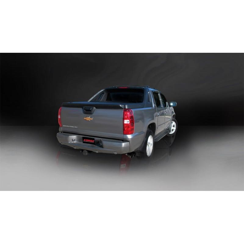 Corsa 2007-2009 Chevrolet Avalanche 6.0L V8 3in Cat-Back Single Side w Twin 4in Black Pro-SeriesTips