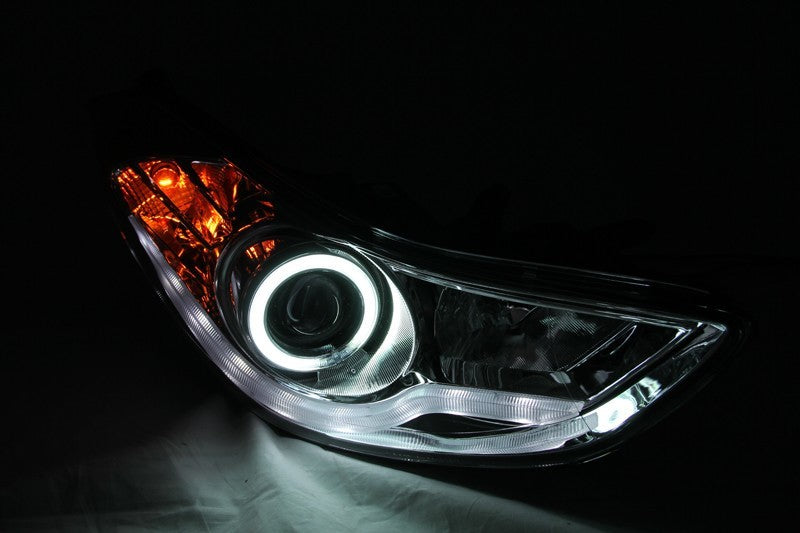 ANZO 2011-2014 Hyundai Elantra Projector Headlights w/ Halo Black (CCFL)