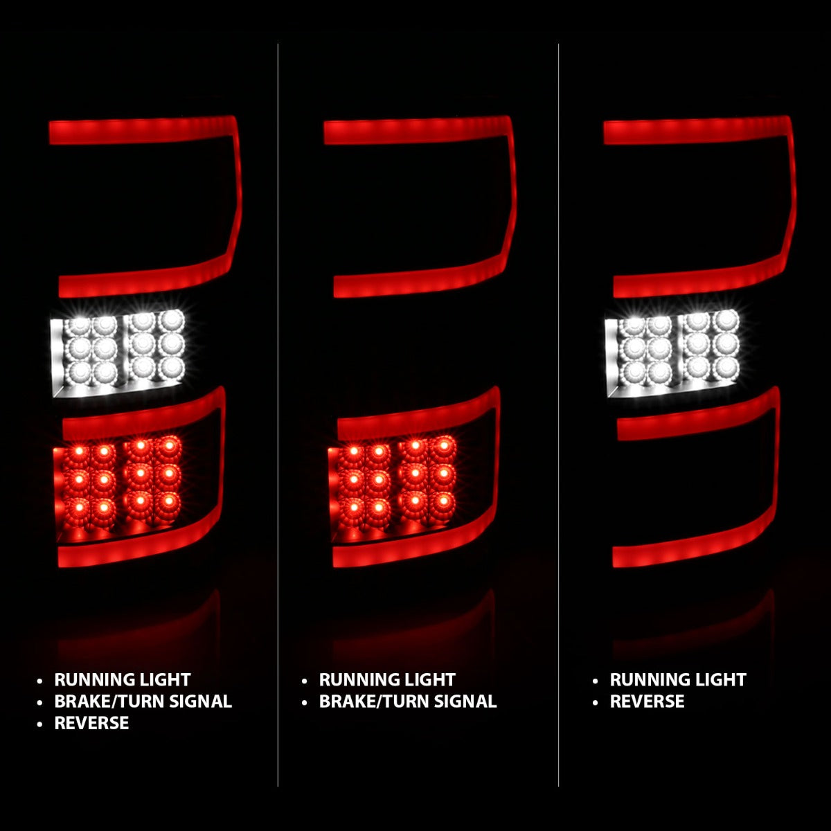 FORD F-150 18-20 FULL LED TAIL LIGHTS BLACK (RED LIGHT BAR)