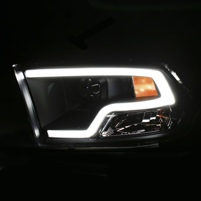ANZO 09-18 Dodge Ram 1500 Plank Style Projector Headlights with Halo in Black