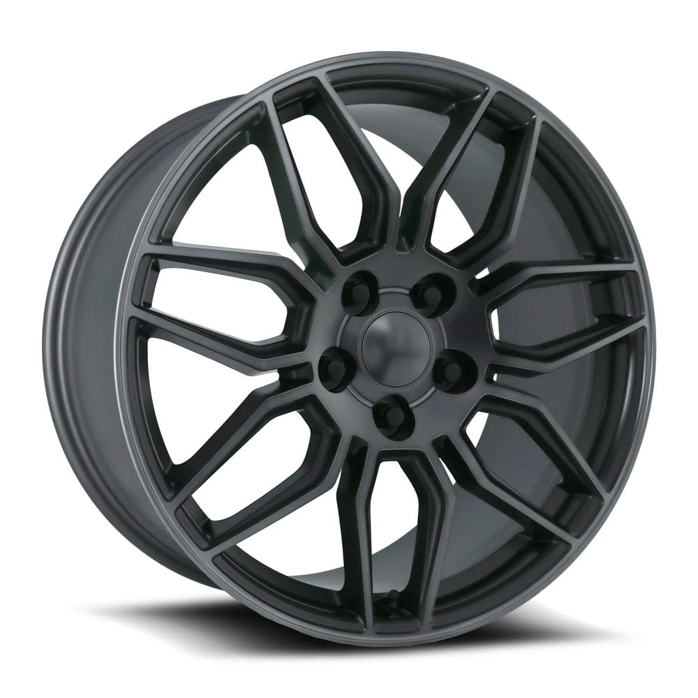 19X10 5X4.75 +56 HB 70.3 C8 Z06 TITANIUM GREY MF/DARK CLEAR WITH CAP-SR1 Performance
