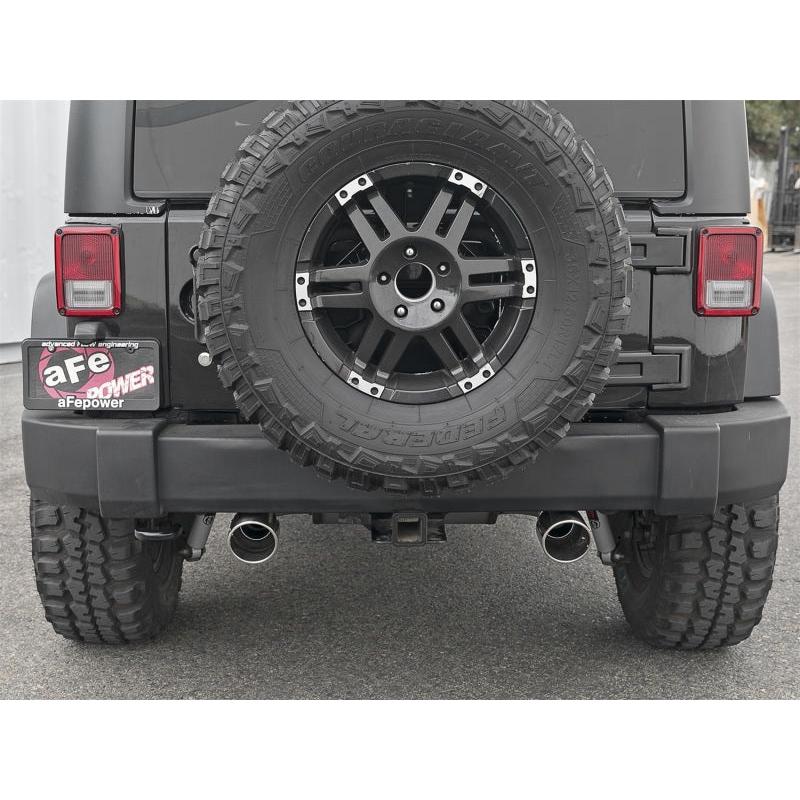 aFe Rebel Series 2.5in 409 SS Axle-Back Exhaust w/Polished Tips 07+ Jeep Wrangler (JK) V6 3.6L/3.8L-SR1 Performance