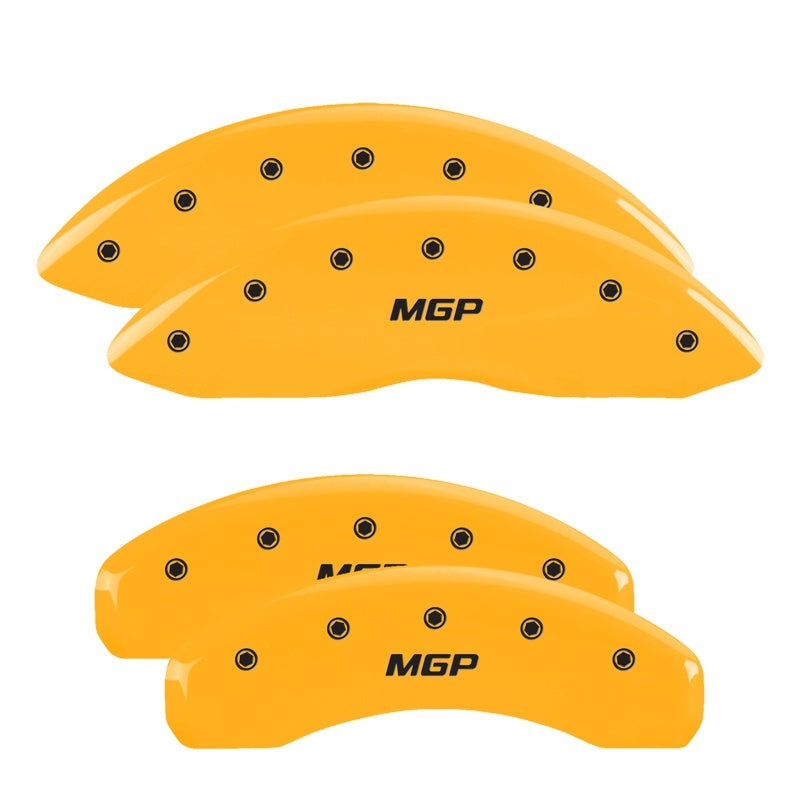 MGP 4 Caliper Covers with Yellow Finish for 2017-2024 Nissan Titan * Engraved Front & Rear