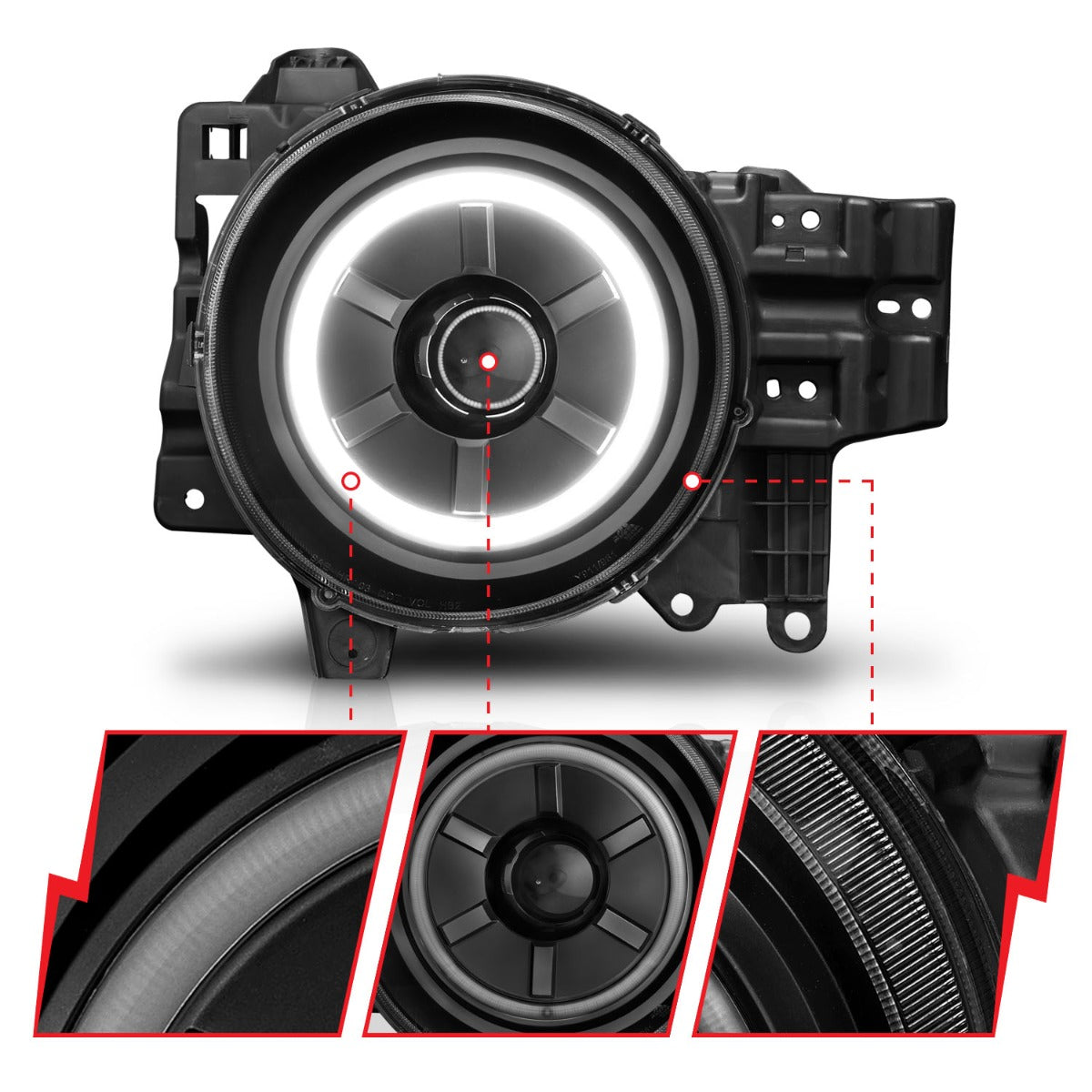 TOYOTA FJ CRUISER 07-14 PROJECTOR HALO HEADLIGHTS BLACK W/ RX HALO