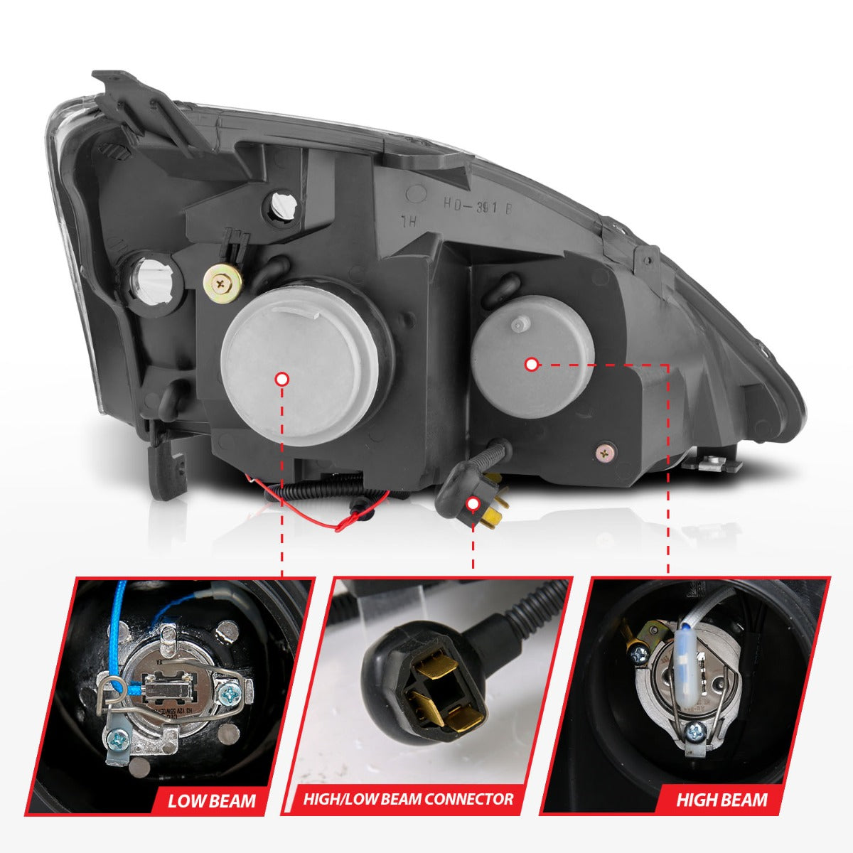 HONDA CIVIC 02-03 3DR PROJECTOR HALO HEADLIGHTS BLACK