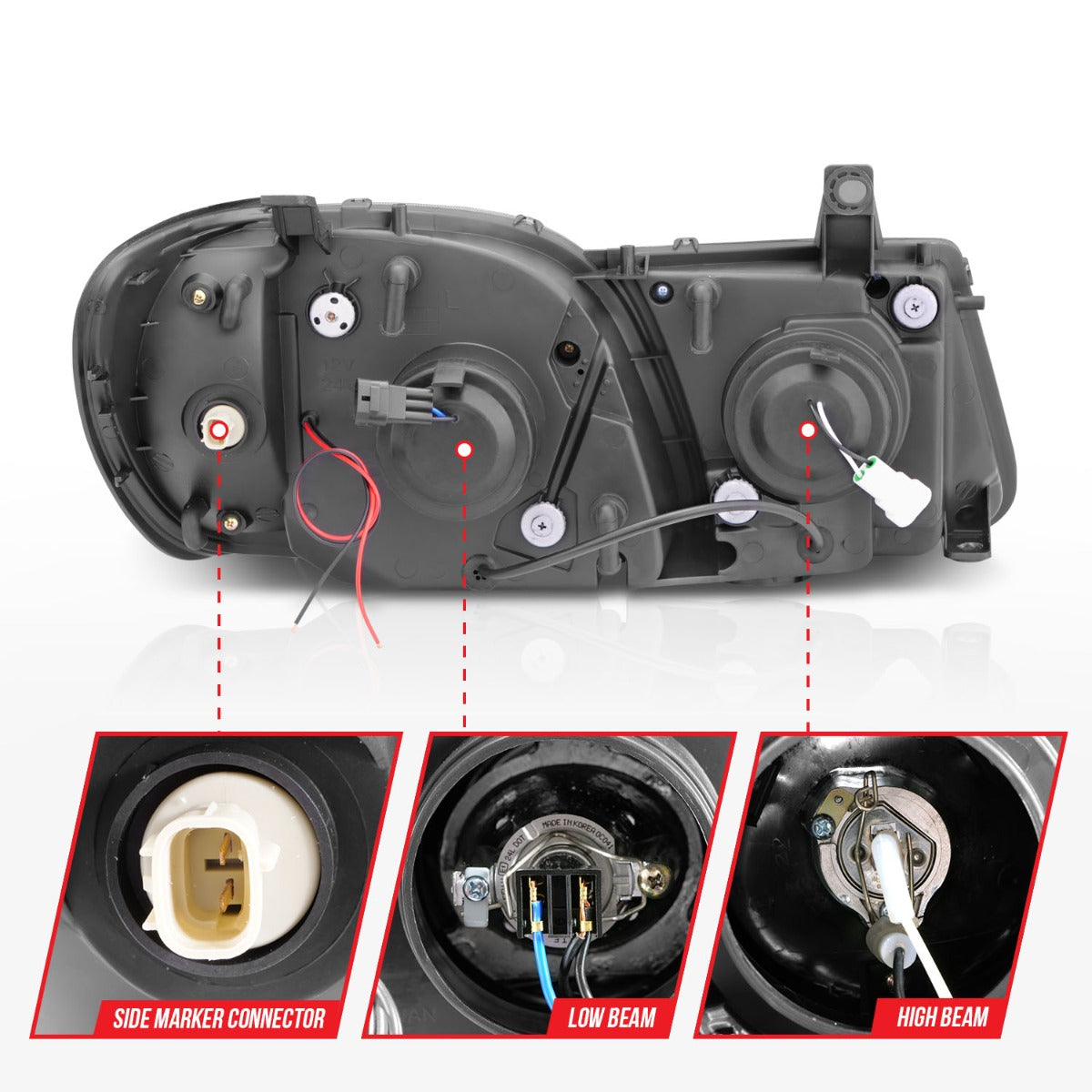 LEXUS LX470 98-07 PROJECTOR HEADLIGHTS BLACK CLEAR W/ RX HALO