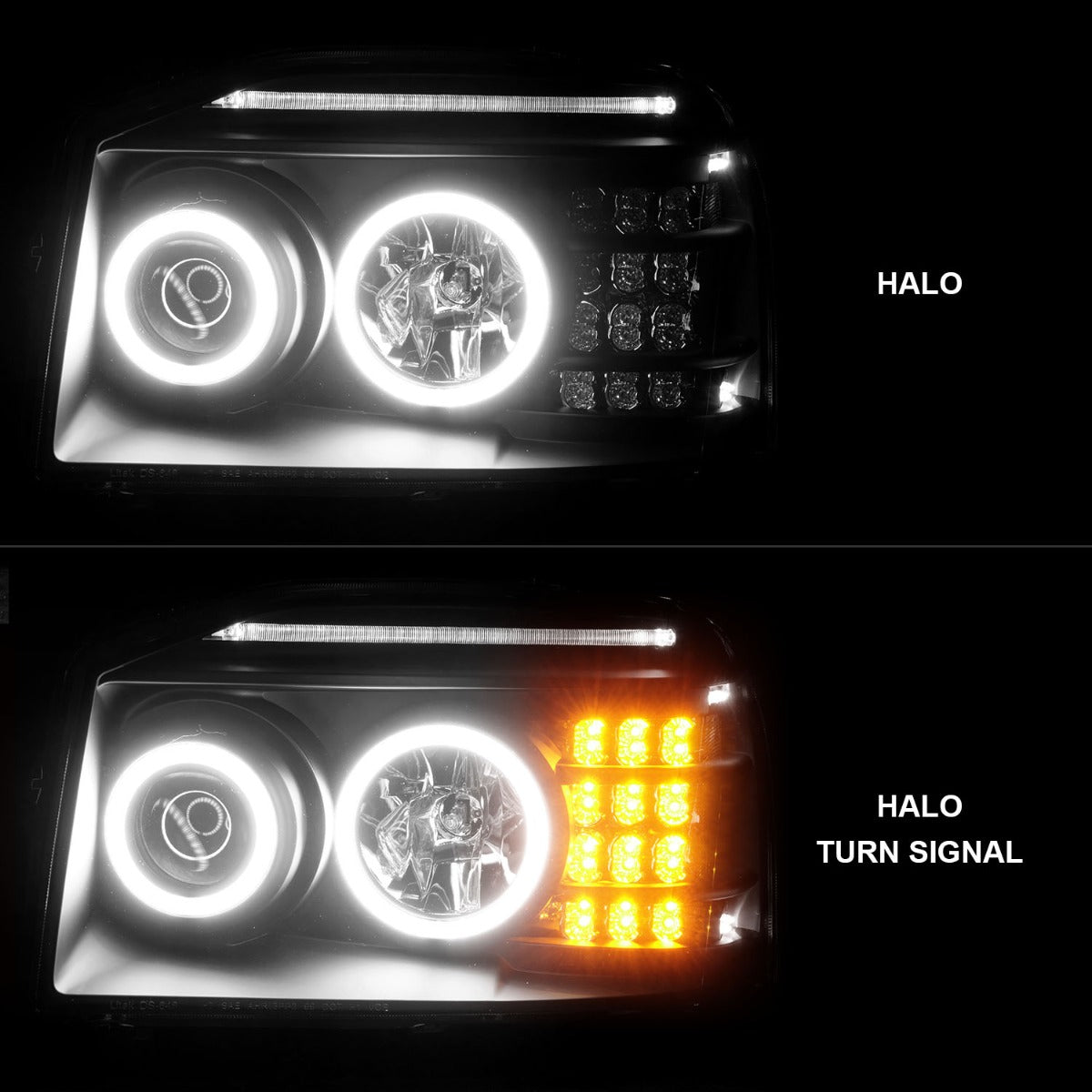 NISSAN FRONTIER 01-04 PROJECTOR HALO HEADLIGHTS BLACK W/ LED SIGNAL & RX HALO