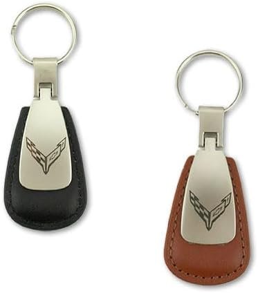 Corvette Leather Teardrop Keychain : C8 2020-2025