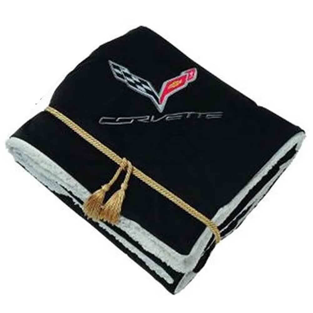 Black/Cream Corvette Blanket - Lamb's Wool Throw : C7-SR1 Performance
