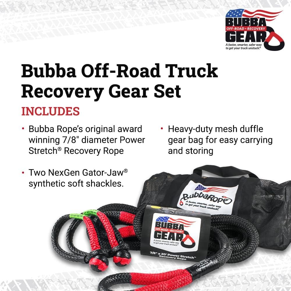 Bubba Rope Off-Road Truck Recovery Rope Gear Set with Shackles