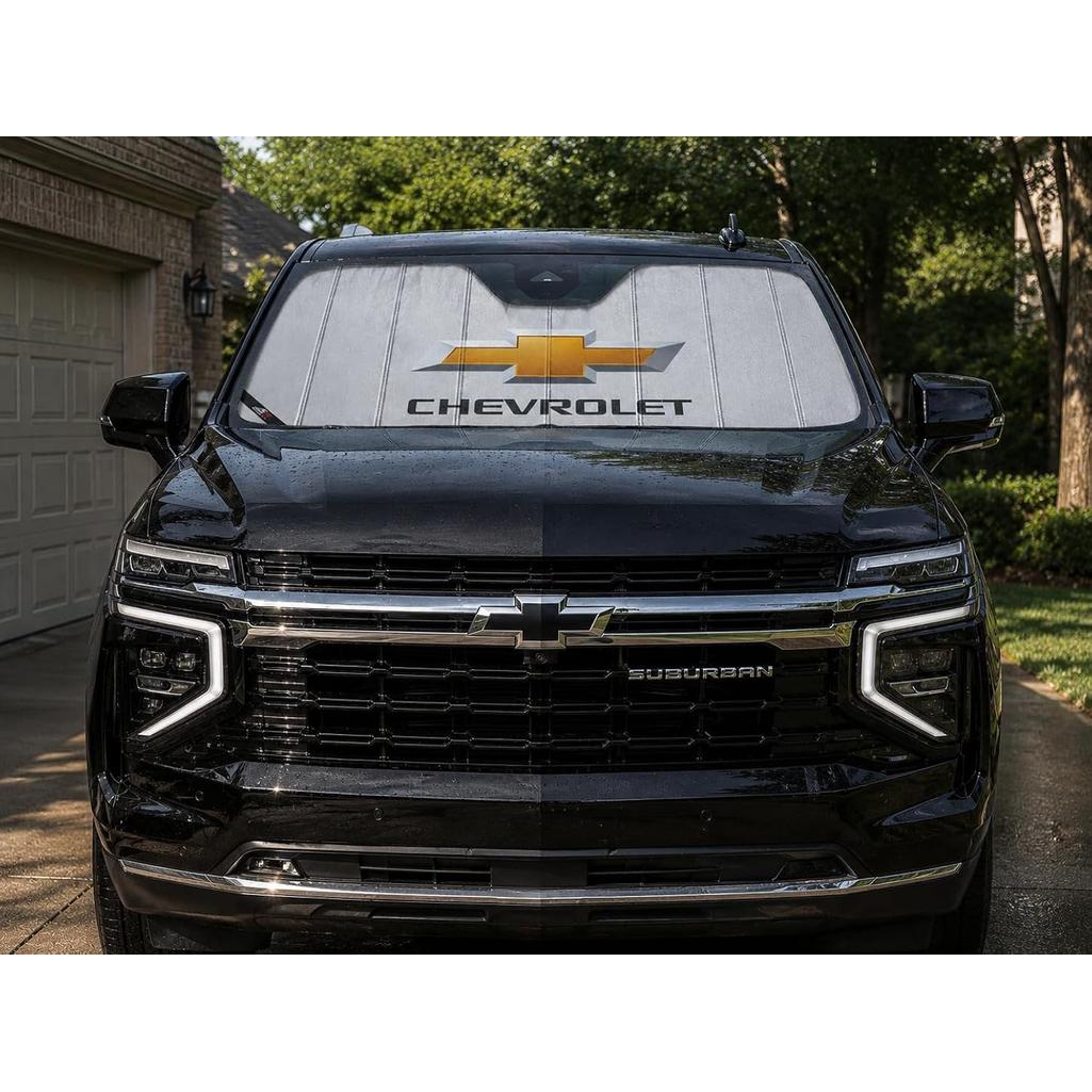SR1 Performance USA GMC Sierra Denali Windshield Sunshade for 2019-2026 Sierra 1500, 2500HD, 3500HD Denali – Insulated Foldable Accordion Style Silver Custom Fit Sun Shade – Blocks UV Rays