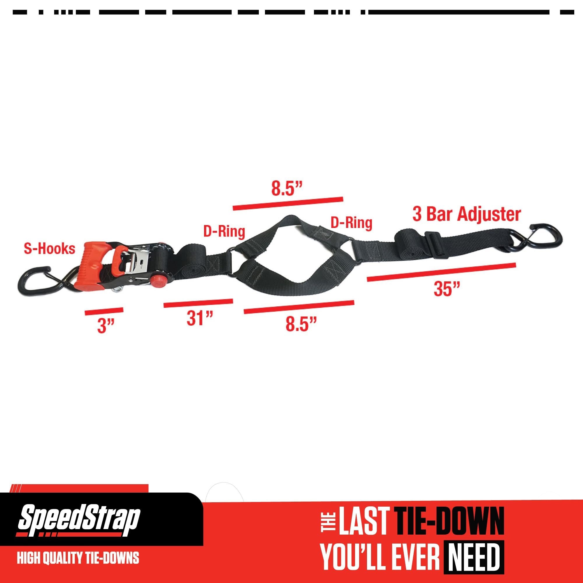 SpeedStrap Fuel Jug Tie Down. Ideal for Gas Cans, Dump Cans, Utility Jugs & Jerry Cans. Fits Most 2.5, 5 & 10 Gallon containers. - Black (1 Tie Down)