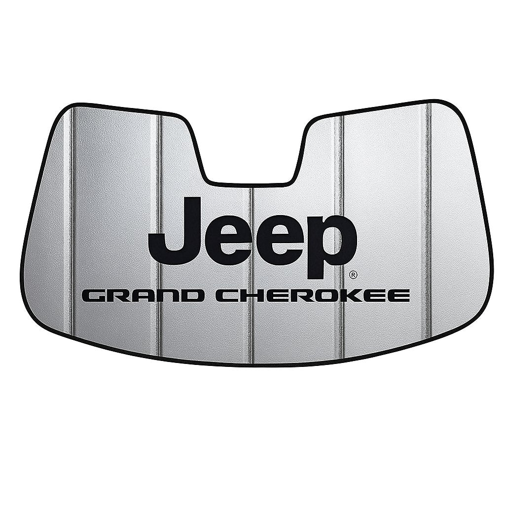Jeep Accordion Style Sunshade - Insulated Silver Windshield Sun Shade with Logo Foldable