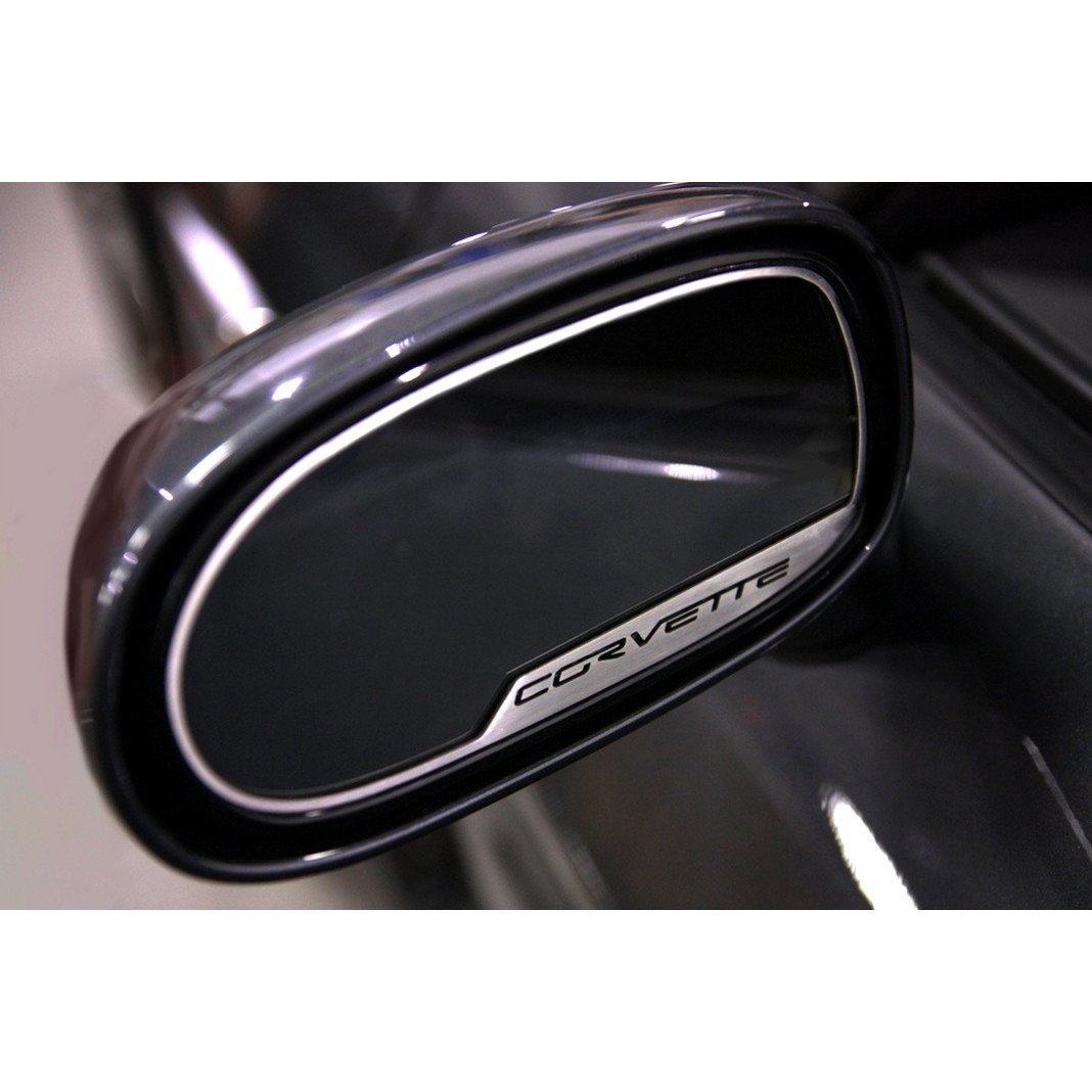 Corvette Sideview Mirror Trim Pair Stainless Steel : 2005-2013 C6,Z06,ZR1,Grand Sport
