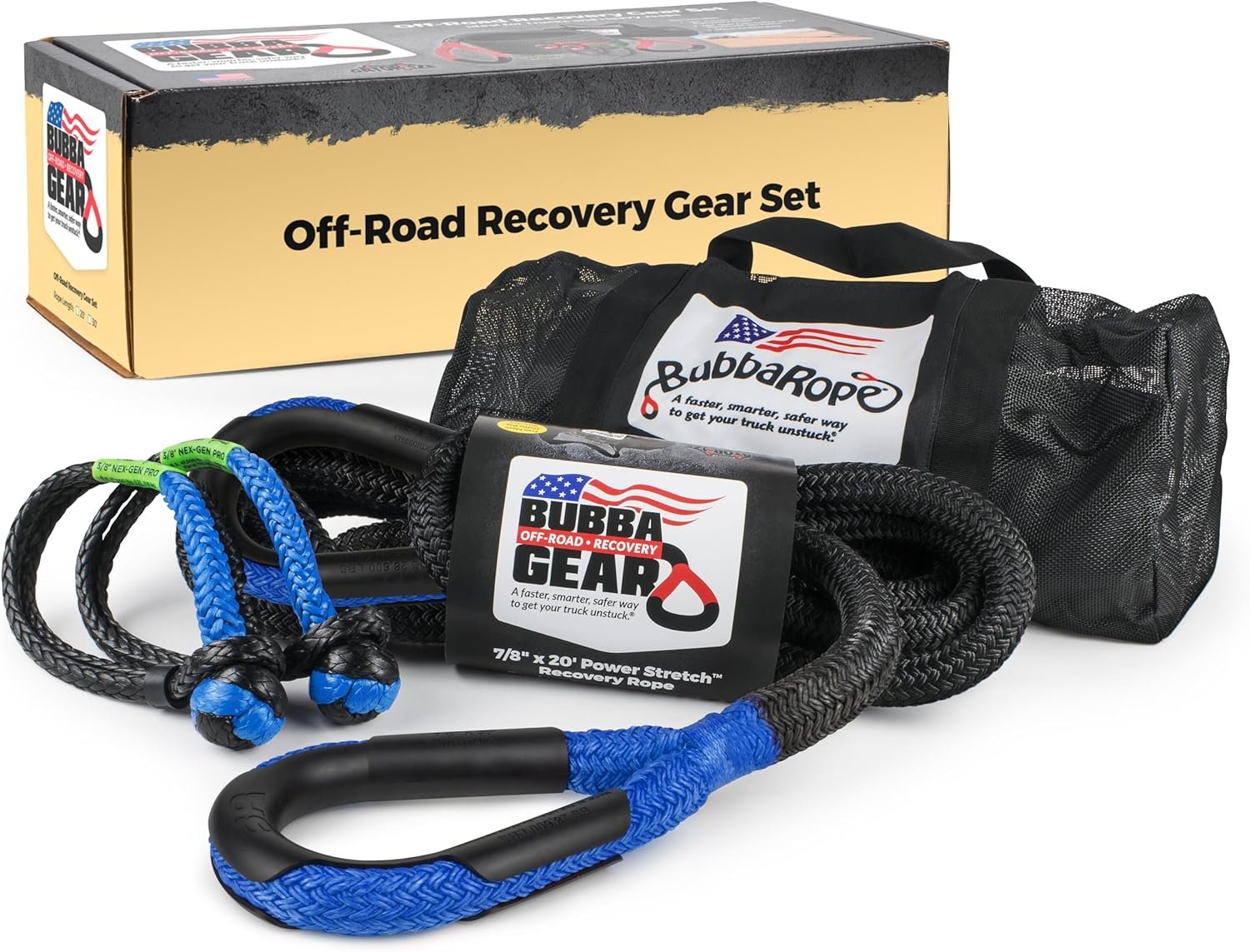 Bubba Rope Off-Road Truck Recovery Rope Gear Set with Shackles