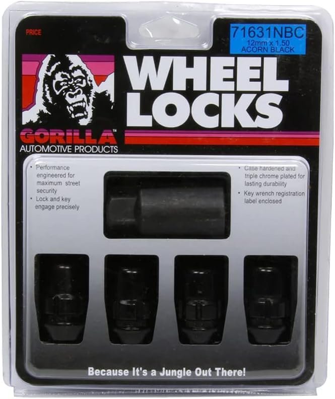 Gorilla Wheel Locks/Lug Nuts 12 x 1.5 - Gloss Black for Honda Accord, Civic, Fit, Insight, Crosstour, S2000 (Lug Nuts & Wheel Locks)