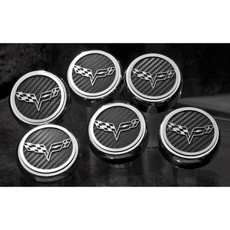 Corvette Engine Cap Cover Set - C6 GM Licensed Series Chrome/Brushed/Carbon Fiber : 2005-2013 C6-SR1 Performance