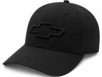 Chevrolet Black Bowtie Baseball Cap – Tonal Embroidered Logo, Adjustable Strapback Hat, Unstructured