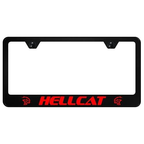 Au-TOMOTIVE GOLD, INC. Officially Licensed UV Print Logo on Black Polycarbonate License Plate Frame for Hellcat (Red)