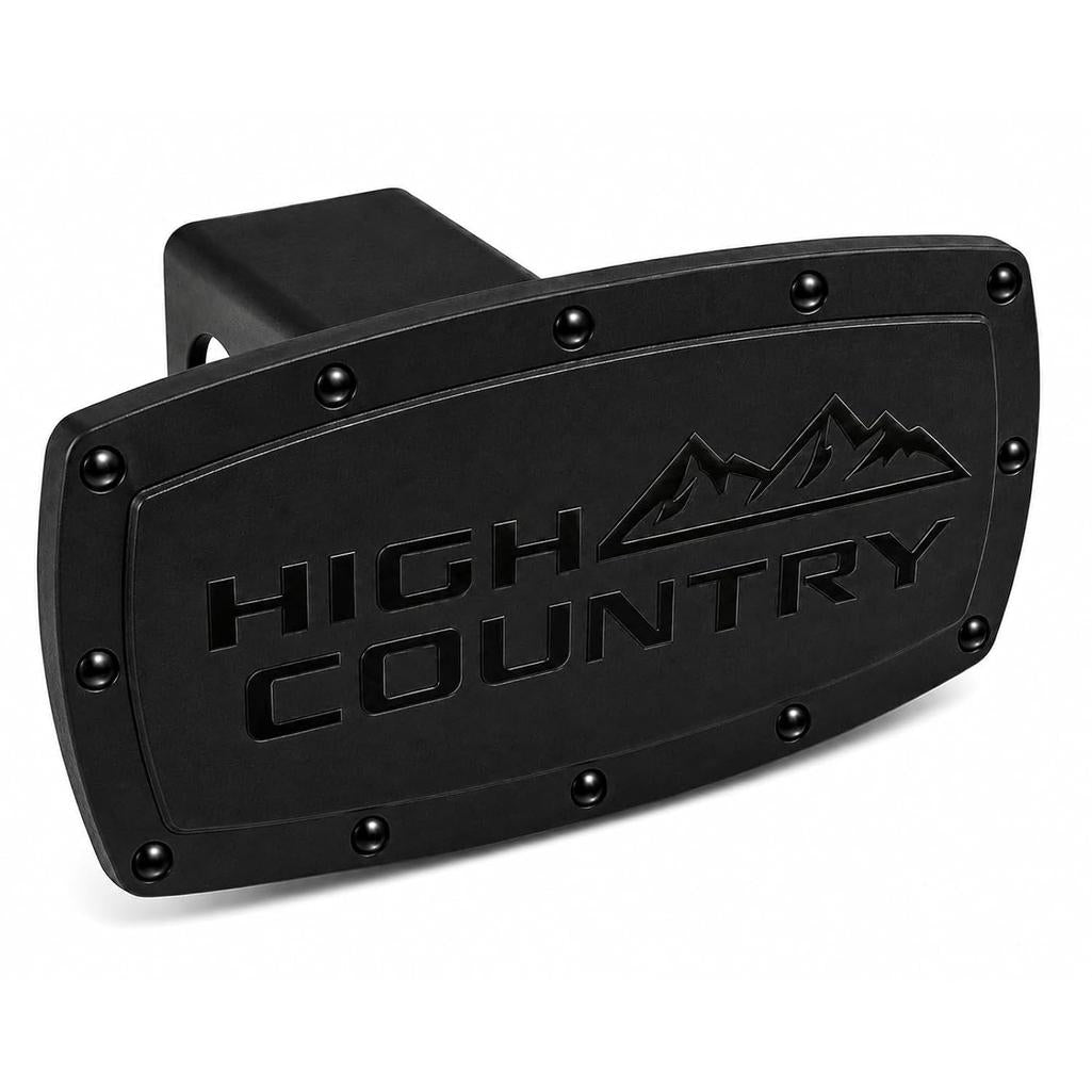 SR1 Performance USA Chevrolet High Country Billet Aluminum Trailer Hitch Cover CNC Engraved Logo - 2" Rectangle Receiver Plug - Made in USA - Fits Silverado, Tahoe & Suburban High Country