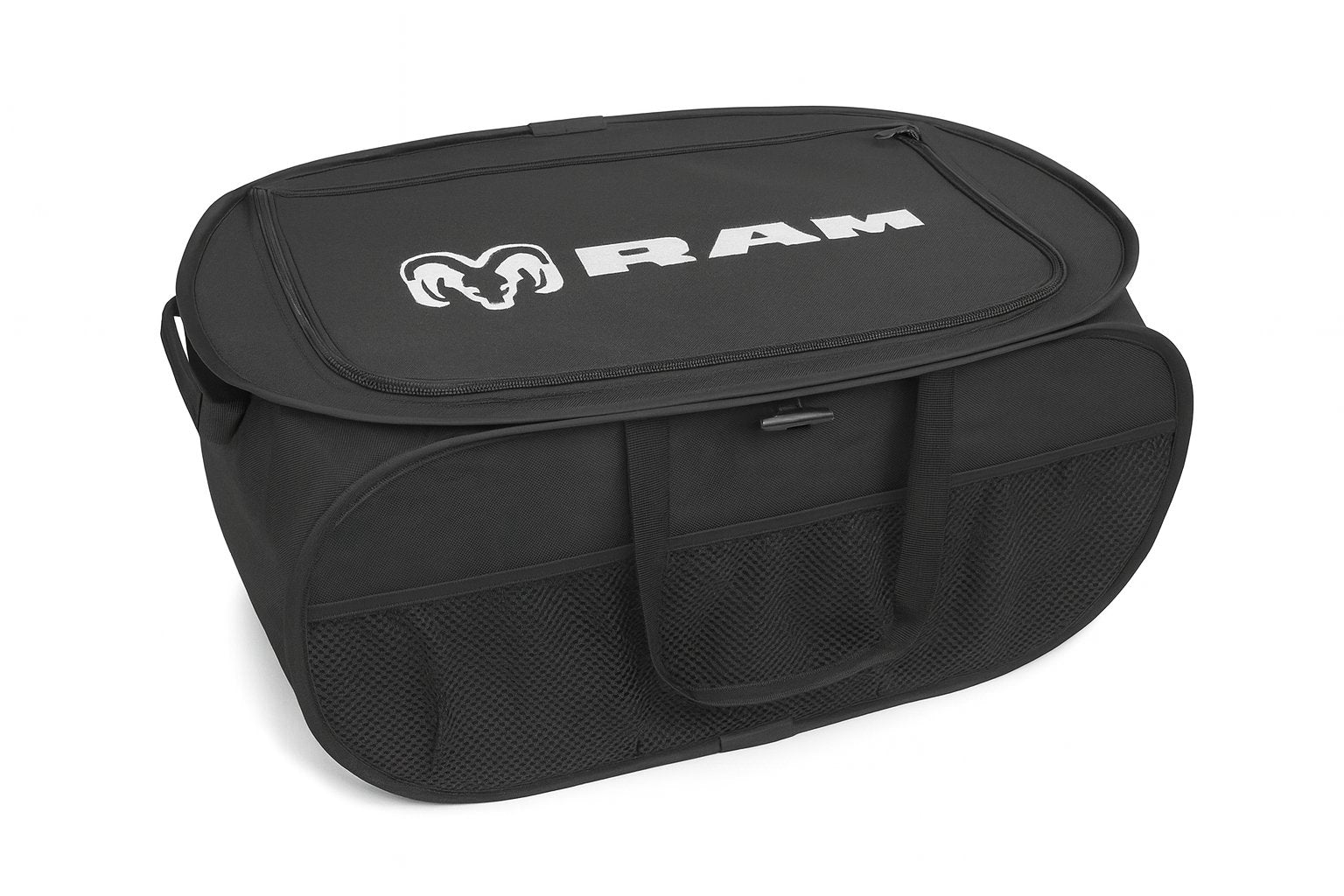 Ram Pop Up Trunk Storage Organizer - Black Organization Expandable/Collapsible Caddy with Logo for All Dodge Ram