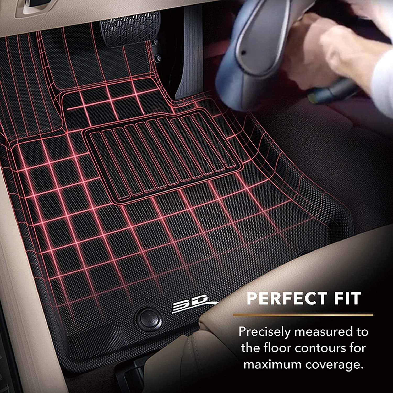 3D MAXpider Complete Set Custom Fit All-Weather Floor Mat for Select BMW 3 Series Models - Kagu Rubber-SR1 Performance