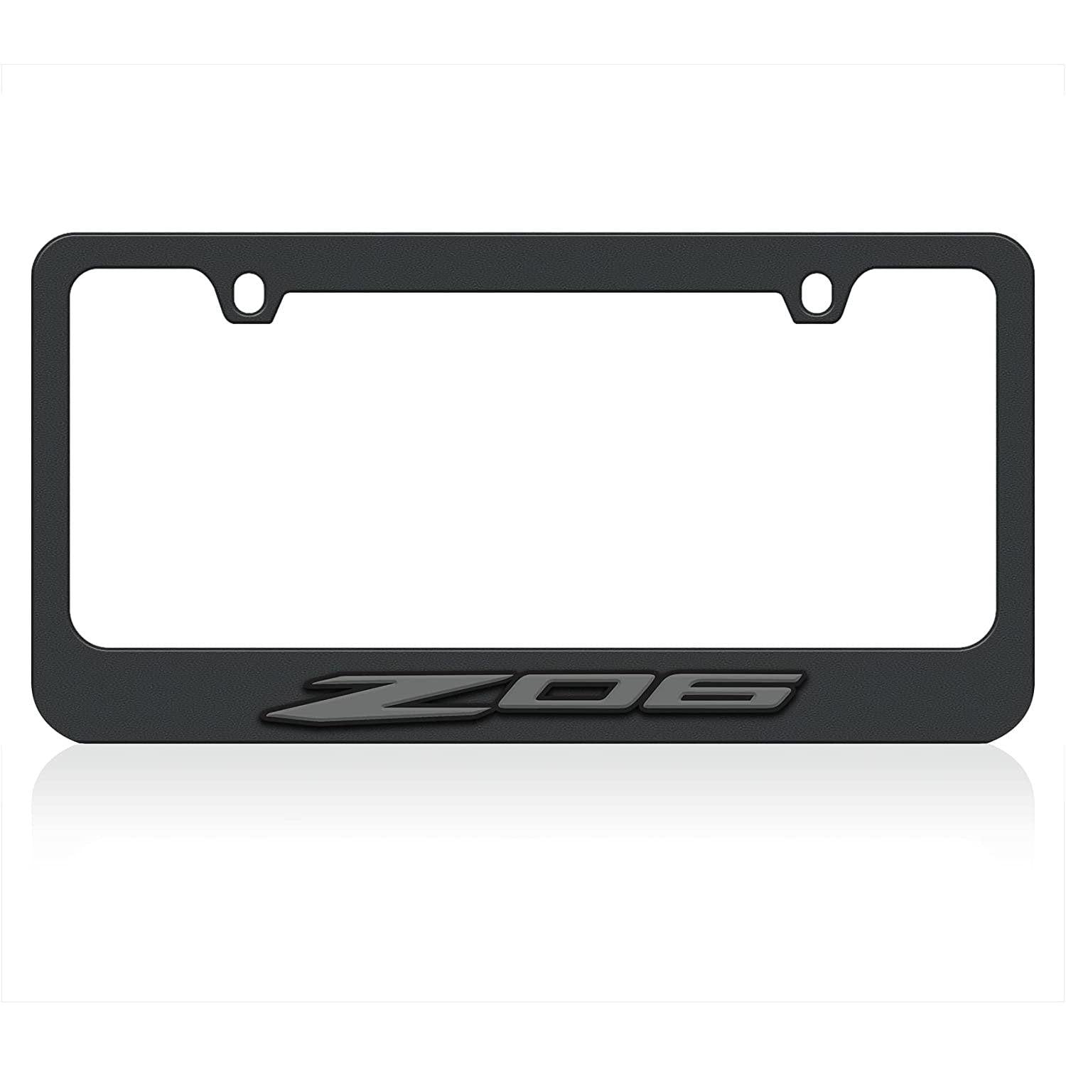 Corvette Black License Plate Frame W/Z06 Logo : C8 Z06