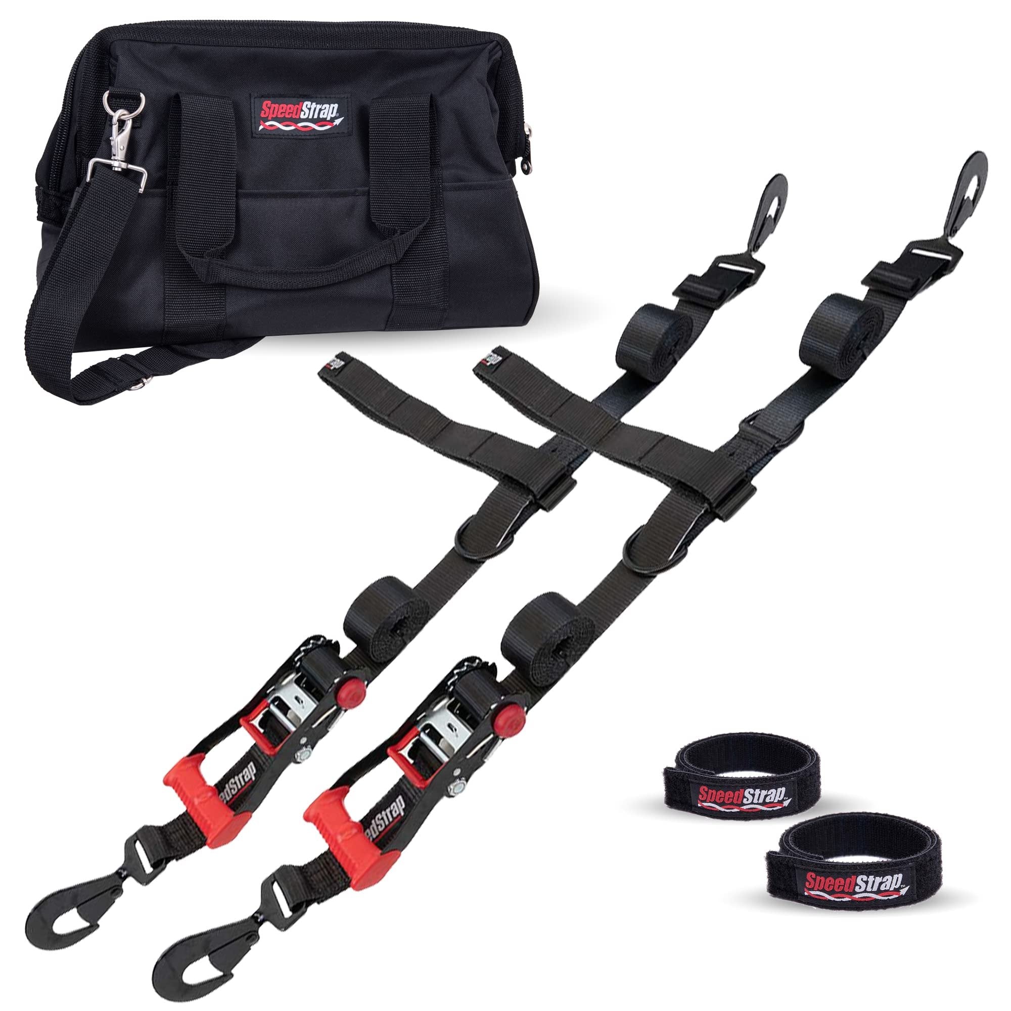 SpeedStrap Heavy Duty Tire Straps Bonnet Kit - Wheel Tie Down Straps for Hauling Jeeps, Trucks, UTV, Car to Trailer, Adjustable Wheel Straps with Ratchet fit 28"-40" Tires