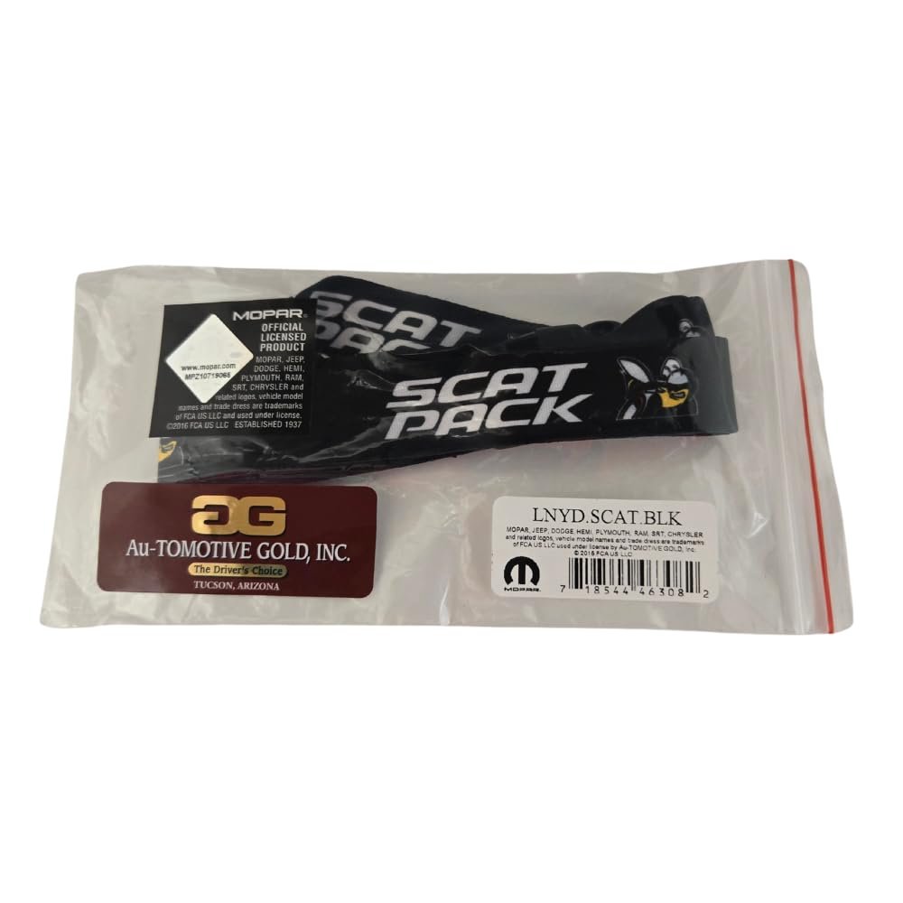 Au-TOMOTIVE GOLD INC. Officially Licensed Dodge Scat Pack Lanyard Keychain (White on Black)