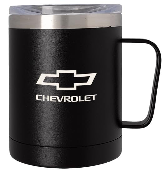 SR1 Performance Chevrolet 12oz Stainless Steel Barrel Mug - Insulated Coffee Tumbler Cup w/Clear Sliding Lid