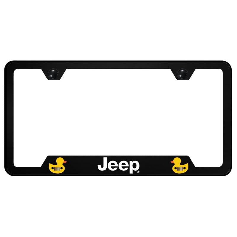 Au-TOMOTIVE GOLD, INC. UV Print on Black Polycarbonate Notched License Plate Frame for Jeep Duck
