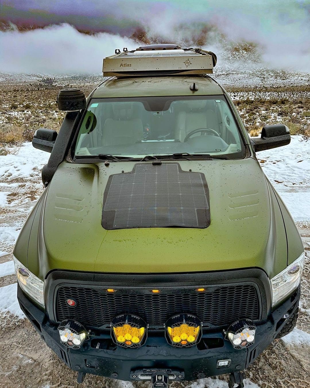 Lensun 80W 12V Hood Flexible Solar Panel for Ram 2500/3500 4th Gen (2010-2018) - Off Grid Solar Power for Offroading/Overlanding/Camping (Solar Panel Only)