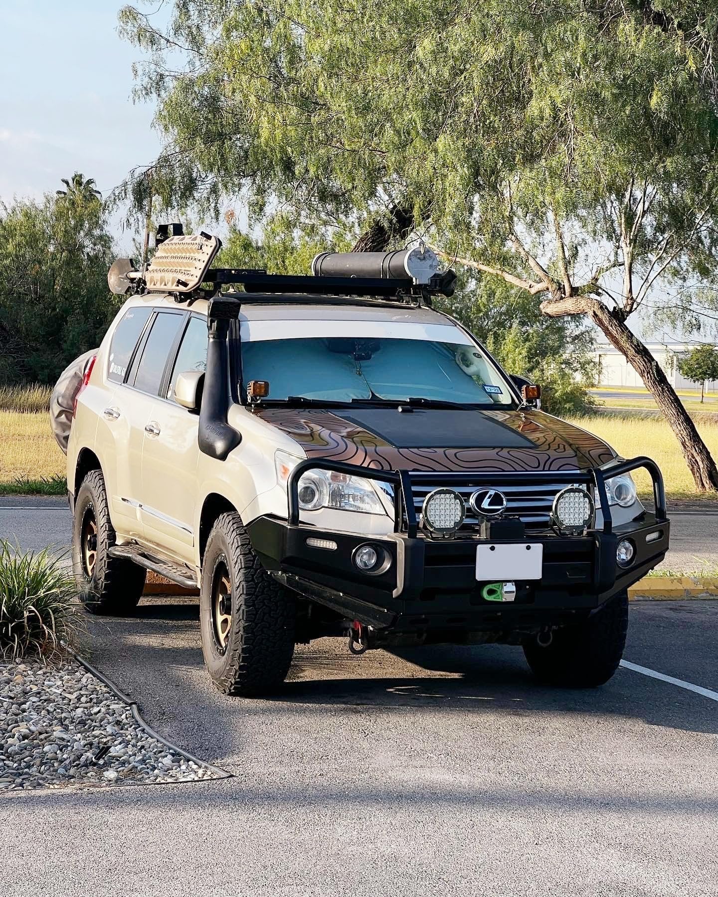 Lensun 100W 12V Hood Flexible Solar Panel for Lexus GX460 GX470 GX570 LX470 LX570 - Off Grid Solar Power for Offroading/Overlanding/Camping