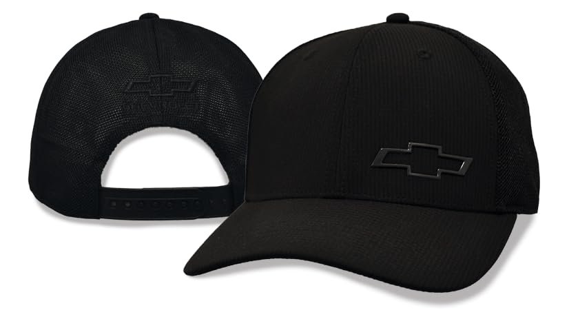 Chevrolet Bowtie Black Chrome Snapback Hat - Airtek Mesh Back Chevy Cap