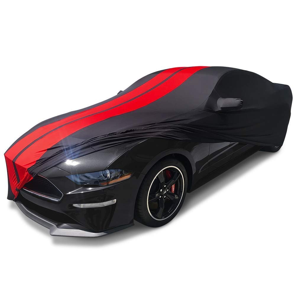 Ultraguard Sport Series Stretch Satin Indoor Car Cover : Black with Gray Stripes Compatible for 2005-2014 Ford Mustang