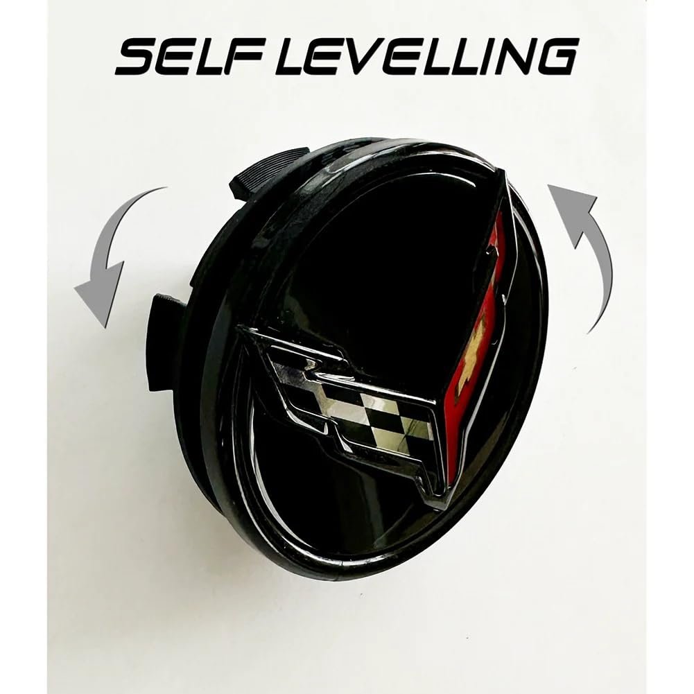 C8 Corvette DynamicCaps Show Edition Floating Center Caps - Self Leveling Spinning Hub Cap - Set of 4 for 2020-2025 Corvettes
