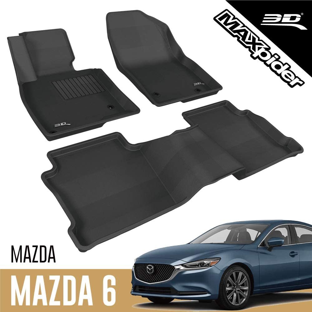 3D MAXpider Complete Set Custom Fit All-Weather Floor Mat for Select Mazda3 Models-SR1 Performance